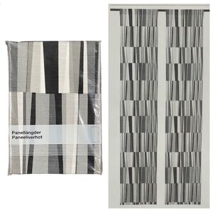 HEMTEX Black Grey White Stripe Decorative Narrow Panel Curtain Set 1.5’ x 7.9’